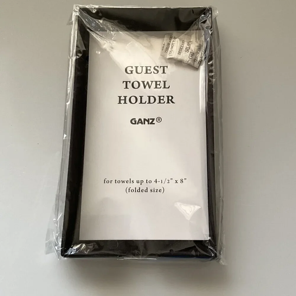GANZ GUEST TOWEL HOLDER  VANITY TRAY FOR BATHROOM COUNTER ORGANIZATION BLACK